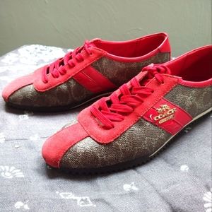 COACH NY Brown and Red Sneakers 7.5